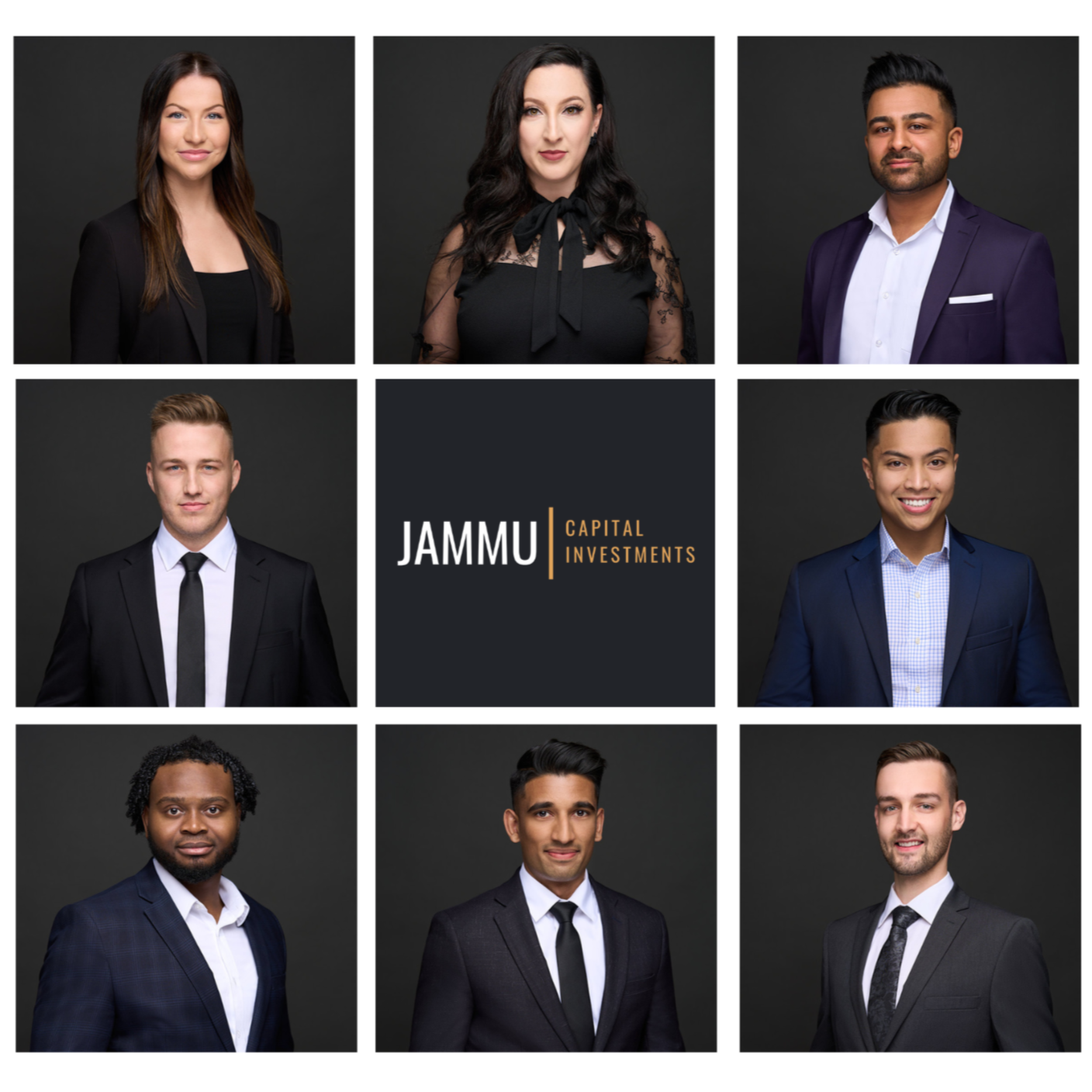 Executive team headshots and employee headshots, financial services group photography with matched backgrounds, professional team session by ATX Headshots