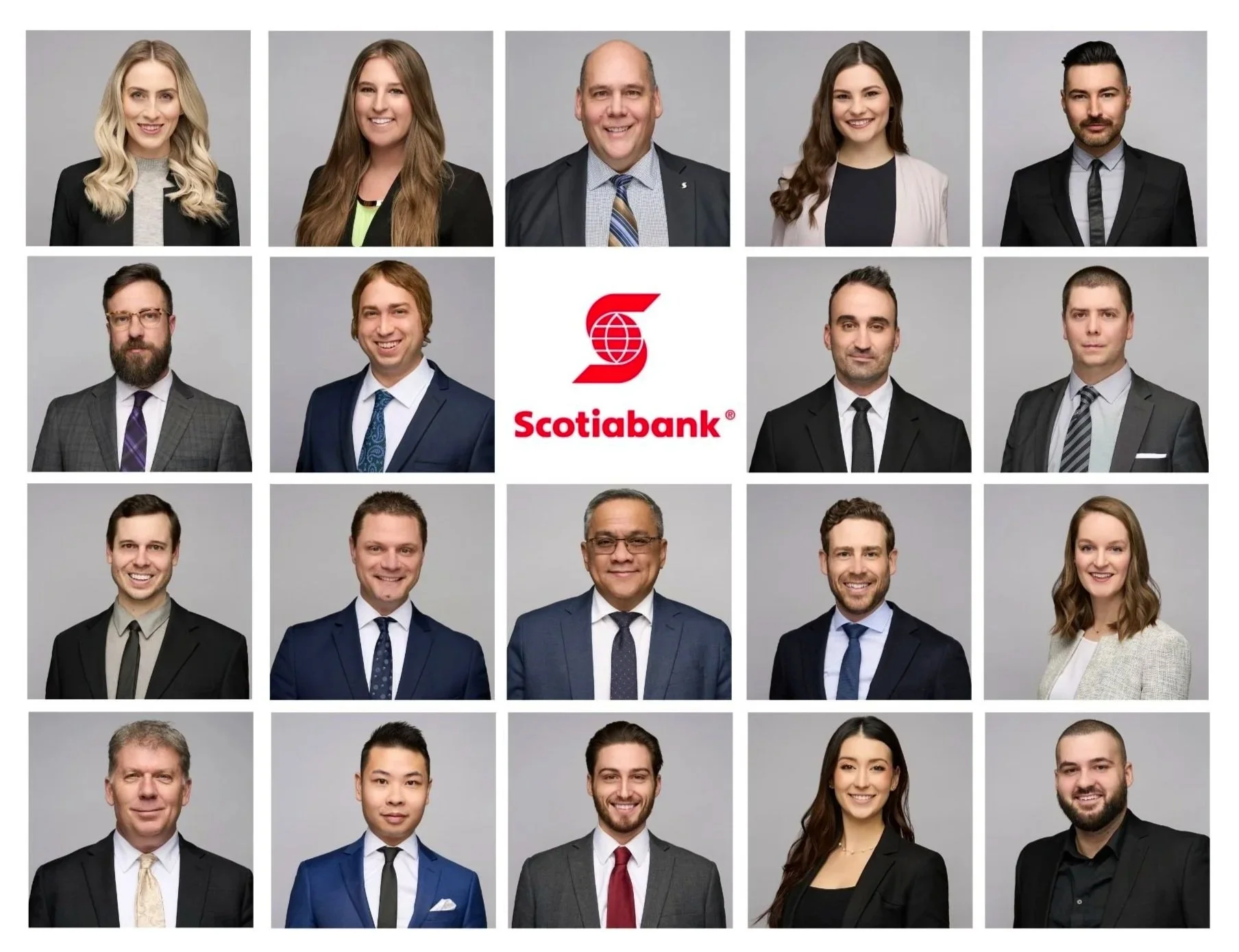 Corporate team headshots and staff headshots delivered with consistent matched backgrounds and lighting across a financial services team, professional group photography by ATX Headshots